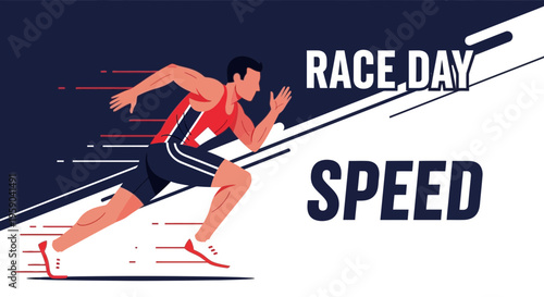 Dynamic Athlete Sprinting Toward Victory On Race Day Emphasizing Speed And Athleticism