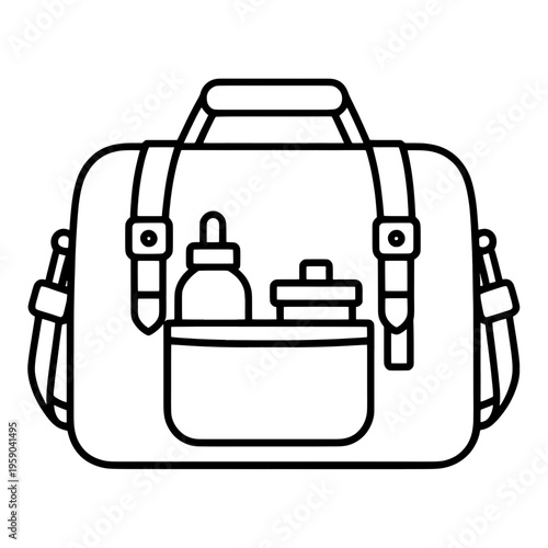 Diaper Bag With Bottle Outline Line Icon
