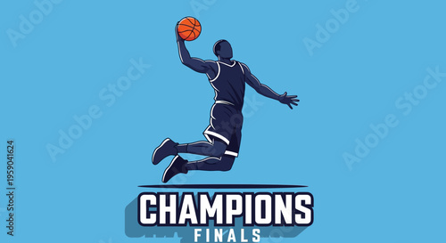 Dynamic Basketball Player Silhouette Captures Championship Finals Energy