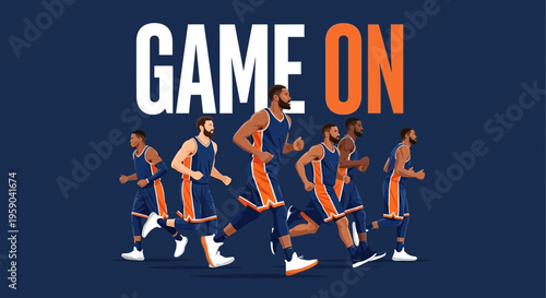 Dynamic Basketball Team Running Together On Court Ready For Action