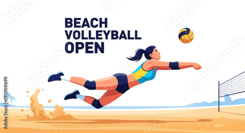 Dynamic Beach Volleyball Player In Action Winning Game Sport