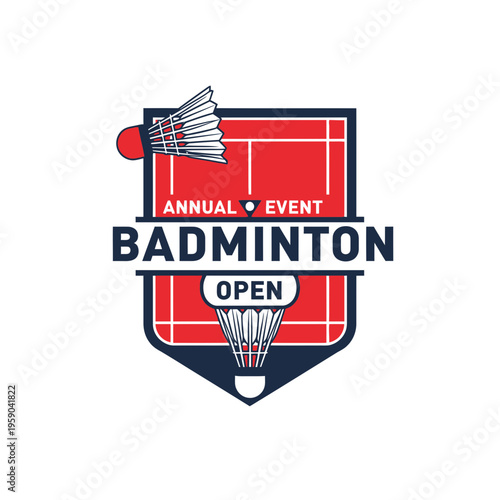 Dynamic Badminton Open Championship Logo Design For Sporting Events