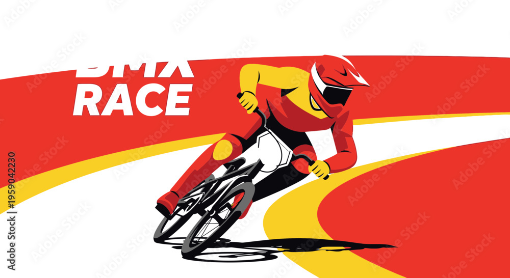 Fototapeta premium Dynamic Bmx Rider In Motion On Vibrant Track