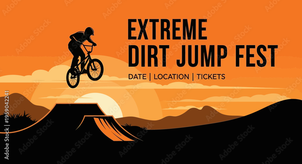 Fototapeta premium Dynamic Extreme Dirt Jump Festival Announcement Poster Design