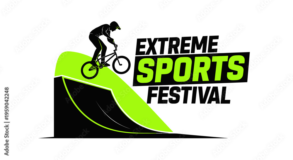 Fototapeta premium Dynamic Extreme Sports Festival Graphic With BMX Rider