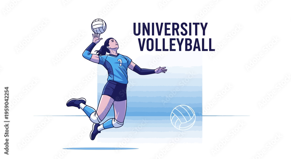 Fototapeta premium Dynamic Female Athlete Performing A Volleyball Serve Displayed In Artistic Illustration
