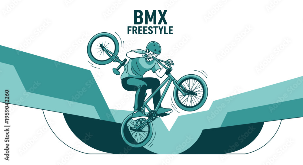 Fototapeta premium Dynamic Bmx Rider Performing A Mid-Air Trick With Skill And Precision