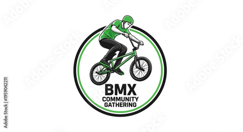Dynamic Bmx Rider In Action Celebrating Community Gathering Event