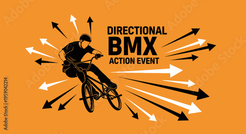 Dynamic Bmx Rider In Action With Explosive Arrows Representing Speed And Momentum