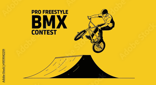 Dynamic Bmx Rider Executes Extreme Jump During Freestyle Competition Event