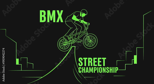 Dynamic Bmx Rider Performing A Jump On A Ramp In A City Setting