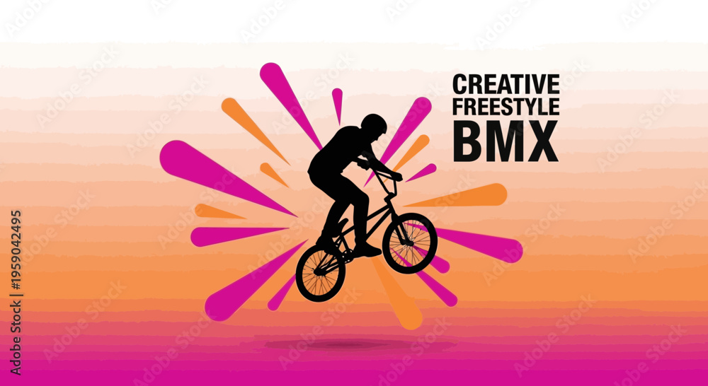 Fototapeta premium Dynamic Freestyle BMX Rider Silhouette Bursting with Energy