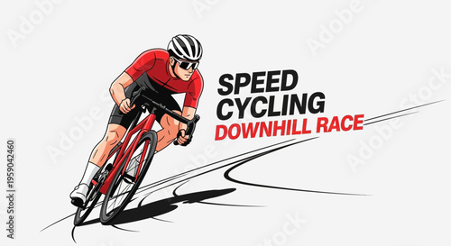 Dynamic Cyclist Racing Downhill with Speed and Precision in a Competitive Cycling Event