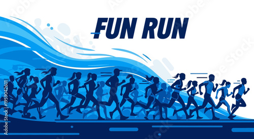 Dynamic Fun Run Event Featuring Silhouette Runners In Motion