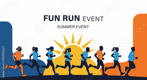 Dynamic Fun Run Event Illustration For Summer Activities