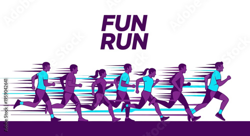 Dynamic Fun Run Event With Diverse Runners Motion Blur Effect Vibrant Colors