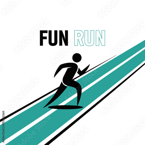 Dynamic Fun Run Graphic With Stylized Runner And Abstract Track