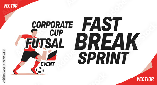 Dynamic Futsal Event Illustration with Corporate Cup Emphasis