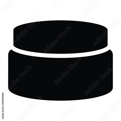 Cosmetic jar icon silhouette for beauty and skincare packaging minimalist flat design