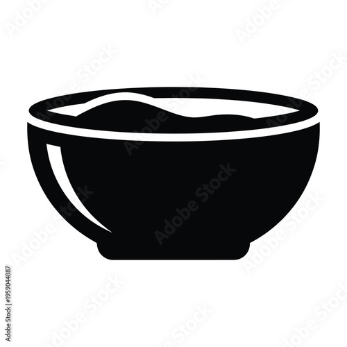 Bowl of soup icon silhouette for kitchenware and dining design