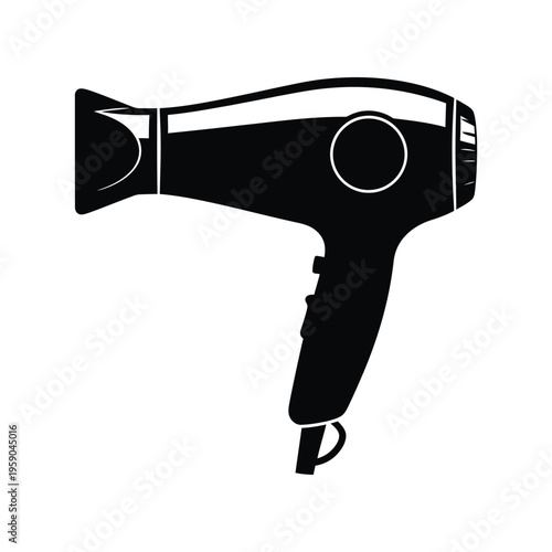Hair dryer icon black silhouette vector illustration for beauty and hair care