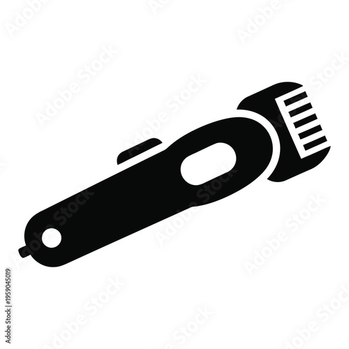 Electric hair clipper icon for grooming and barbering in black silhouette style