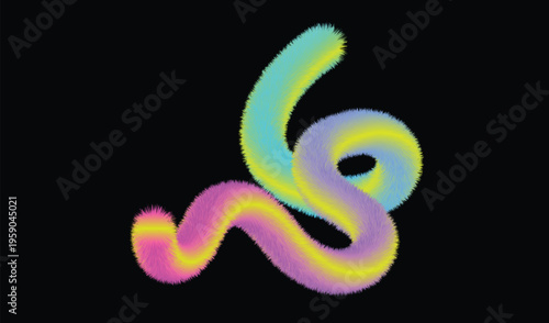 Vibrant fuzzy shape illustration with swirling rainbow colors and blurred edges