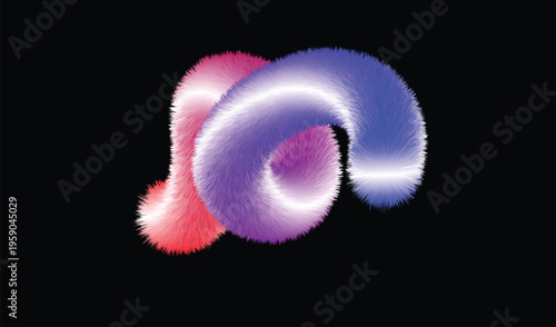 Vibrant fuzzy shape art colorful gradient swirl on black background