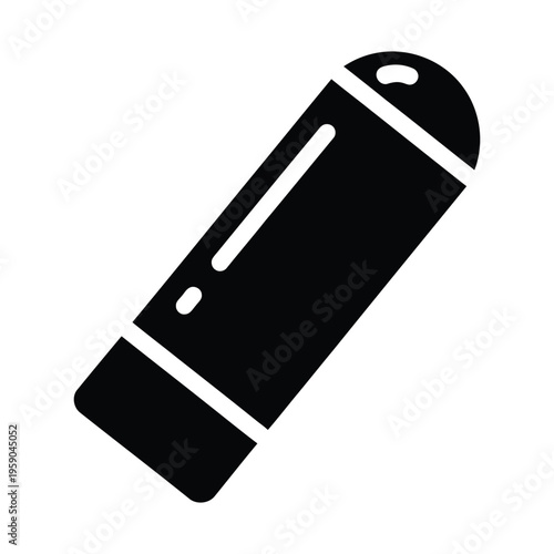 Lip balm tube icon solid black glyph minimalist design isolated on white