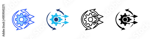 Processes Multi Style Icon Set Vector 