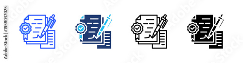 Affidavit Multi Style Icon Set Vector 