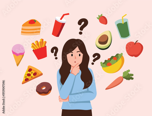 woman thinking of food
