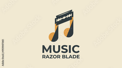 This creative logo combines a razor blade with musical notes, representing the edgy and dynamic aspects of music, encapsulating creativity and artistic expression.