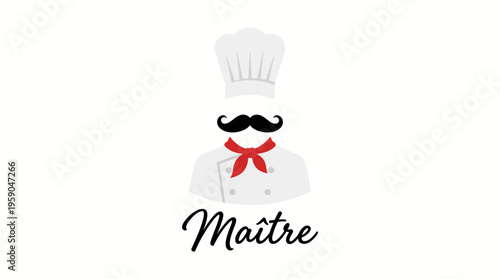 This image features a playful chef logo design with a traditional chef hat and mustache, highlighting a jovial culinary experience in a vibrant and engaging visual style.