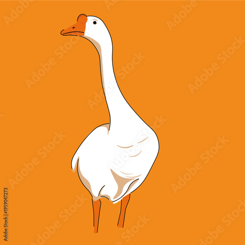 an illustration of white goose with orange background