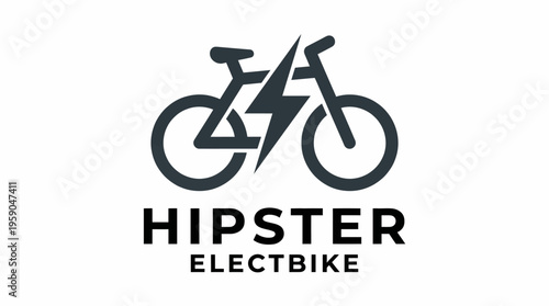 A modern logo depicting a stylized electric bicycle with a lightning bolt, symbolizing innovation and eco-friendly transportation solutions for a young, adventurous audience.