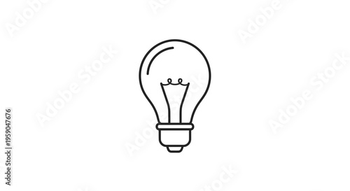 Simple Line Art Icon of a Light Bulb, Symbol of Idea and Innovation