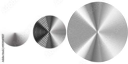 Dotted and linear sound wave signal set. Radial radio and music audio icon collection. Rippled radar vibration element sign bundle. Black curved impulse lines pack. Echo soundwave symbols. Vector