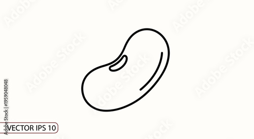 Simple Line Art Icon of a Single Bean, Minimalist Food Graphic