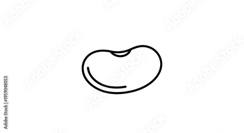 Simple Line Art Icon of a Single Bean on White Background