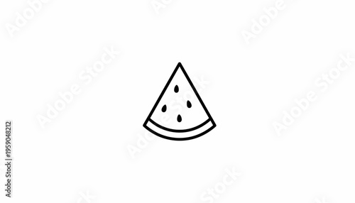 Simple Line Art Icon of a Watermelon Slice, Minimalist Food Graphic