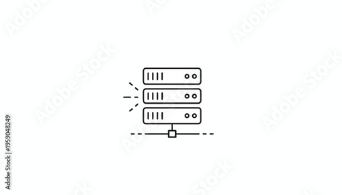 Server Rack Icon, Data Center Technology, Network Storage, Cloud Computing Concept