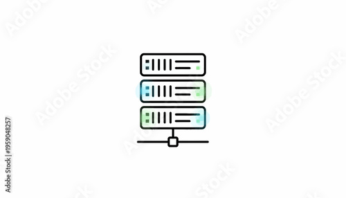 Server Rack Icon: Network Data Storage, Cloud Computing, IT Infrastructure, Technology Concept