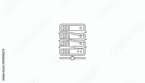Server Rack Icon, Data Center Technology, Network Storage, Cloud Computing Symbol