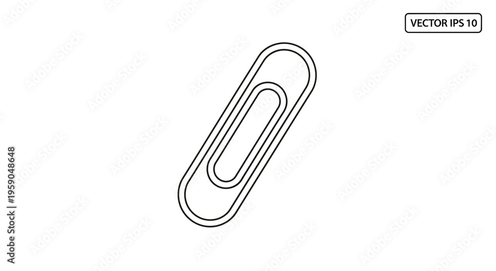 Obraz premium Simple Black and White Outline of a Paperclip, Office Supply Icon
