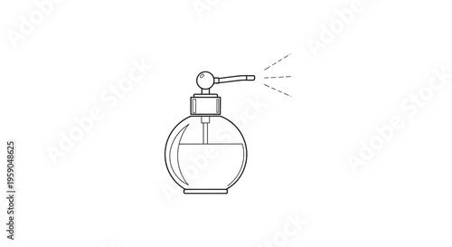 Perfume Bottle Spraying Fine Mist - Minimalist Line Art Icon