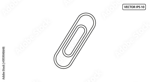 Simple Black and White Outline of a Paperclip, Office Supply Icon