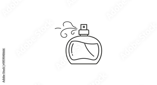 Perfume Bottle Spraying Fragrance Mist, Minimalist Line Art Icon