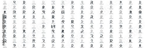 collection abstract creative letter R logo vector, bussines logo letter R	
