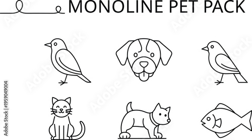 Cute cartoon animal icon set with various playful characters in a colorful vector illustration style for children and coloring activities  National Pet Day